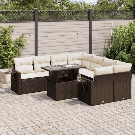 Set de sofás de jardín 9 pzas y cojines ratán sintético marrón by , Garden sets - Ref: Foro24-3326454, Price: 685,76 €, Disco...