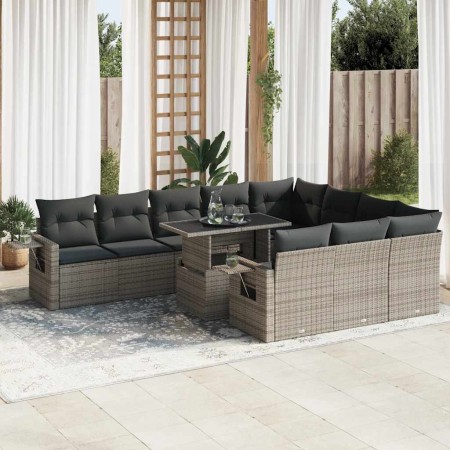 Set de sofás de jardín 11 pzas y cojines ratán sintético gris | Foro24|Onlineshop| Casa, Jardín y Más Foro24.es