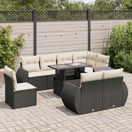 Set de sofás de jardín con cojines 9 pzas ratán sintético negro von , Gartensets - Ref: Foro24-3326657, Preis: 709,42 €, Raba...