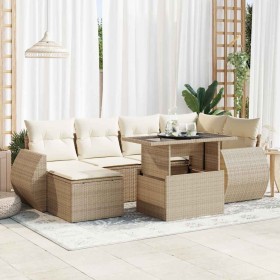 Set sofás de jardín 7 piezas y cojines ratán sintético beige de , Conjuntos de jardín - Ref: Foro24-3326669, Precio: 618,06 €...