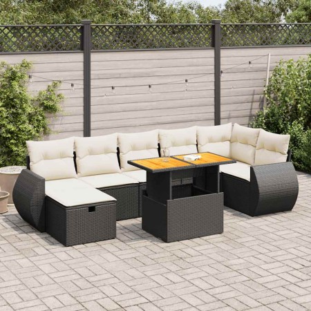 Set sofás jardín y cojines 5 pzas ratán sintético acacia negro | Foro24|Onlineshop| Casa, Jardín y Más Foro24.es