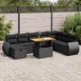 Set sofás jardín y cojines 9 pzas ratán sintético acacia negro | Foro24|Onlineshop| Casa, Jardín y Más Foro24.es