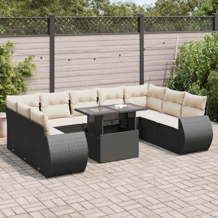 Set de sofás de jardín y cojines 10 pzas ratán sintético negro | Foro24|Onlineshop| Casa, Jardín y Más Foro24.es