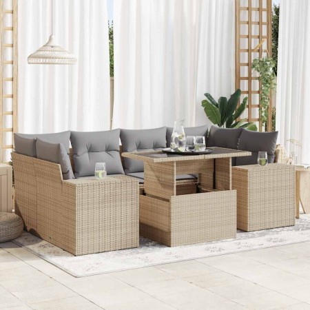 Set sofás de jardín 7 piezas y cojines ratán sintético beige | Foro24|Onlineshop| Casa, Jardín y Más Foro24.es