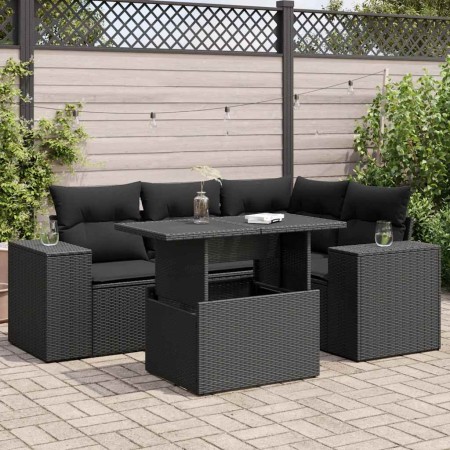 Set de muebles de jardín 5 pzas y cojines ratán sintético negro | Foro24|Onlineshop| Casa, Jardín y Más Foro24.es