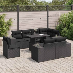 Set de sofás de jardín con cojines 9 pzas ratán sintético negro von , Gartensets - Ref: Foro24-3326816, Preis: 779,85 €, Raba...