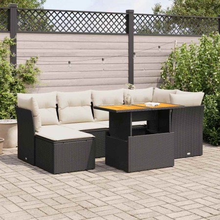 Set de sofás de jardín 7 pzas con cojines ratán sintético negro | Foro24|Onlineshop| Casa, Jardín y Más Foro24.es