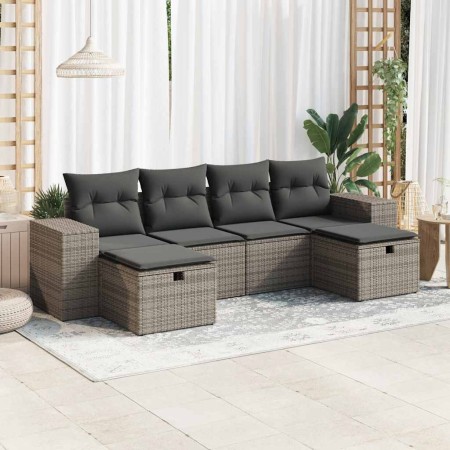 Set de muebles de jardín 6 pzas y cojines ratán sintético gris | Foro24|Onlineshop| Casa, Jardín y Más Foro24.es