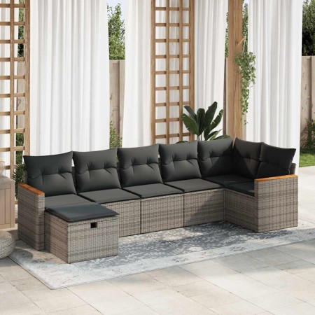 Set de sofás de jardín 7 pzas con cojines ratán sintético gris | Foro24|Onlineshop| Casa, Jardín y Más Foro24.es