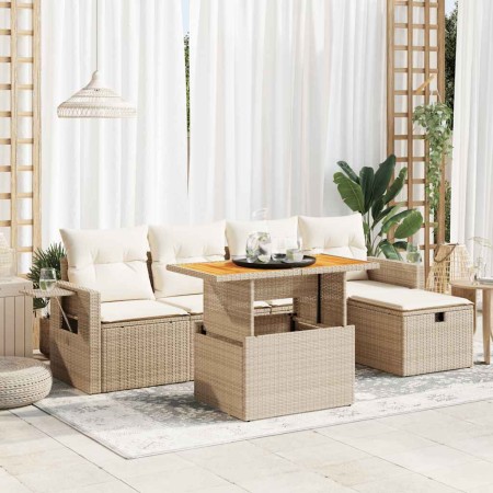 Set sofás jardín y cojines 6 pzas ratán sintético acacia beige | Foro24|Onlineshop| Casa, Jardín y Más Foro24.es