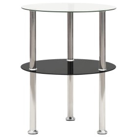 Side table 2 levels black transparent tempered glass 38cm by vidaXL, Side tables - Ref: Foro24-322788, Price: 31,99 €, Discou...