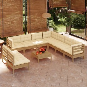 Garden furniture 10 pieces and cushions honey brown pine wood by vidaXL, Garden sets - Ref: Foro24-3096836, Price: 944,68 €, ...