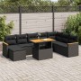 Set sofás jardín y cojines 9 pzas ratán sintético acacia negro | Foro24|Onlineshop| Casa, Jardín y Más Foro24.es