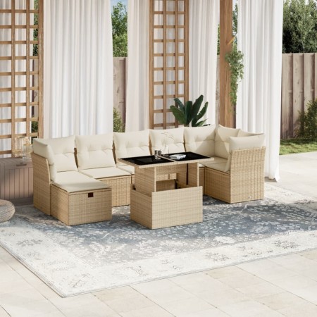 Set de sofás de jardín y cojines 8 piezas ratán sintético beige by , Garden sets - Ref: Foro24-3274668, Price: 653,65 €, Disc...