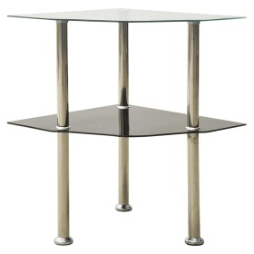 Side table 2 levels transparent and black glass 38x38x50 cm by vidaXL, Side tables - Ref: Foro24-322794, Price: 30,43 €, Disc...