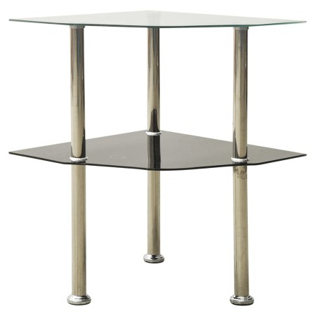 Side table 2 levels transparent and black glass 38x38x50 cm by vidaXL, Side tables - Ref: Foro24-322794, Price: 30,46 €, Disc...