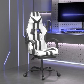 Silla gaming giratoria reposapiés cuero sintético blanco negro de , Sillones para videojuegos - Ref: Foro24-349541, Precio: 1...