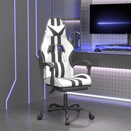 Silla gaming giratoria reposapiés cuero sintético blanco negro von , Gaming-Stühle - Ref: Foro24-349541, Preis: 128,11 €, Rab...