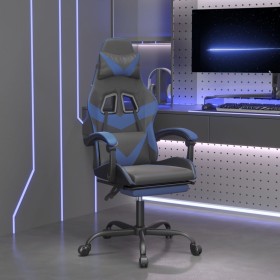 Silla gaming giratoria y reposapiés cuero sintético negro azul de , Sillones para videojuegos - Ref: Foro24-349555, Precio: 1...