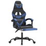 Silla gaming giratoria y reposapiés cuero sintético negro azul de , Sillones para videojuegos - Ref: Foro24-349555, Precio: 1...