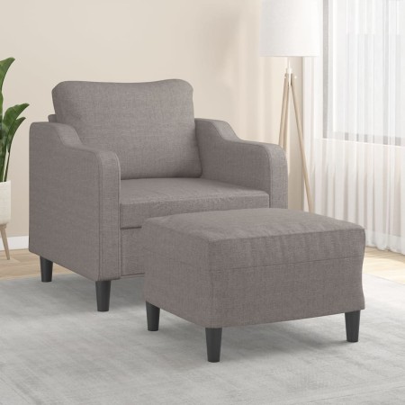 Sillón con taburete tela gris taupe 60 cm de , Sofás - Ref: Foro24-3201134, Precio: 216,42 €, Descuento: %