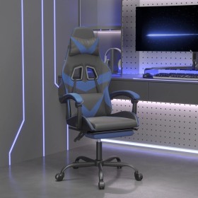 Silla gaming con reposapiés cuero sintético negro