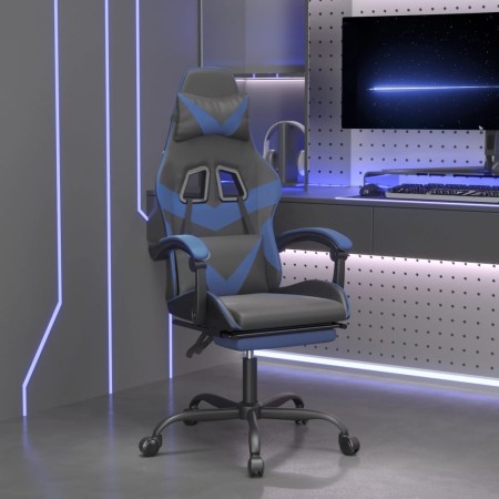 Silla gaming con reposapiés cuero sintético negro azul de , Sillones para videojuegos - Ref: Foro24-3143854, Precio: 126,93 €...