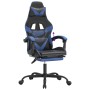 Silla gaming con reposapiés cuero sintético negro azul de , Sillones para videojuegos - Ref: Foro24-3143854, Precio: 126,93 €...