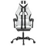 Silla gaming con reposapiés cuero sintético blanco negro von , Gaming-Stühle - Ref: Foro24-3143840, Preis: 128,11 €, Rabatt: %