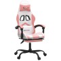 Silla gaming con reposapiés cuero sintético blanco y rosa de , Sillones para videojuegos - Ref: Foro24-3143911, Precio: 129,1...