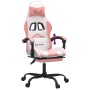 Silla gaming con reposapiés cuero sintético blanco y rosa de , Sillones para videojuegos - Ref: Foro24-3143911, Precio: 129,1...