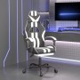 Silla gaming con reposapiés cuero sintético negro blanco de , Sillones para videojuegos - Ref: Foro24-3143835, Precio: 127,24...