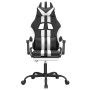 Silla gaming con reposapiés cuero sintético negro blanco de , Sillones para videojuegos - Ref: Foro24-3143835, Precio: 127,24...