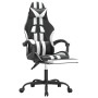 Silla gaming con reposapiés cuero sintético negro blanco de , Sillones para videojuegos - Ref: Foro24-3143835, Precio: 127,24...