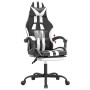 Silla gaming con reposapiés cuero sintético negro blanco de , Sillones para videojuegos - Ref: Foro24-3143835, Precio: 127,24...