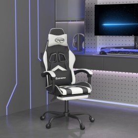 Silla gaming con reposapiés cuero sintético negro blanco by , Gaming chairs - Ref: Foro24-3143907, Price: 128,28 €, Discount: %