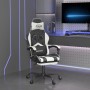 Silla gaming con reposapiés cuero sintético negro blanco de , Sillones para videojuegos - Ref: Foro24-3143907, Precio: 128,28...