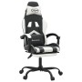 Silla gaming con reposapiés cuero sintético negro blanco de , Sillones para videojuegos - Ref: Foro24-3143907, Precio: 128,28...