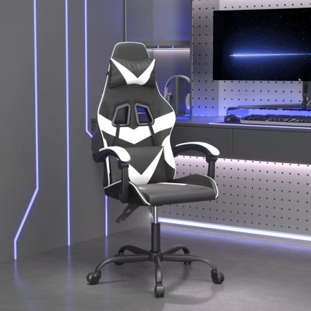 Black and white synthetic leather swivel gaming chair | Foro24|Onlineshop| Casa, Jardín y Más Foro24.es