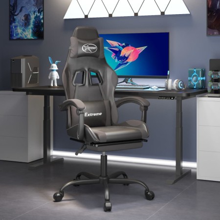 Silla gaming giratoria y reposapiés cuero sintético negro gris by , Gaming chairs - Ref: Foro24-349583, Price: 127,03 €, Disc...