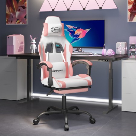 Silla gaming giratoria y reposapiés cuero sintético blanco rosa von , Gaming-Stühle - Ref: Foro24-349588, Preis: 127,88 €, Ra...