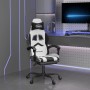 Silla gaming giratoria reposapiés cuero sintético blanco negro de , Sillones para videojuegos - Ref: Foro24-349613, Precio: 1...