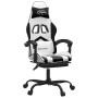 Silla gaming giratoria reposapiés cuero sintético blanco negro de , Sillones para videojuegos - Ref: Foro24-349613, Precio: 1...