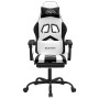 Silla gaming giratoria reposapiés cuero sintético blanco negro de , Sillones para videojuegos - Ref: Foro24-349613, Precio: 1...