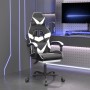 Silla gaming giratoria reposapiés cuero sintético negro blanco de , Sillones para videojuegos - Ref: Foro24-349560, Precio: 1...