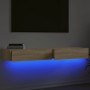 Muebles de TV con luces LED 2 uds roble Sonoma 60x35x15,5 cm de , Muebles TV - Ref: Foro24-842891, Precio: 62,02 €, Descuento: %