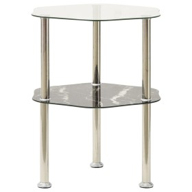 Side table 2 levels transparent and black glass 38x38x50 cm by vidaXL, Side tables - Ref: Foro24-322792, Price: 33,67 €, Disc...