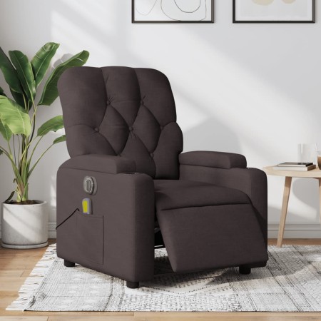 Sillón reclinable de masaje eléctrico tela marrón oscuro by , Armchairs - Ref: Foro24-3204703, Price: 273,97 €, Discount: %