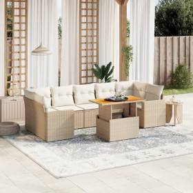 Juego de sofás de jardín con cojines beige 8 pzas ratán PE by , Garden sets - Ref: Foro24-3271226, Price: 715,82 €, Discount: %