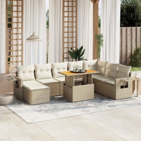 Set de sofás de jardín 9 pzas con cojines ratán sintético beige de , Conjuntos de jardín - Ref: Foro24-3275739, Precio: 780,3...